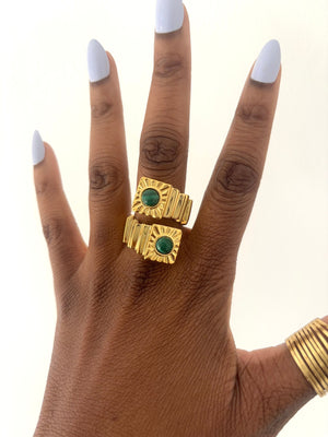 Sun Goddess Geometric Statement Ring