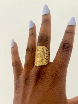 Naru African Brass Geometric Ring