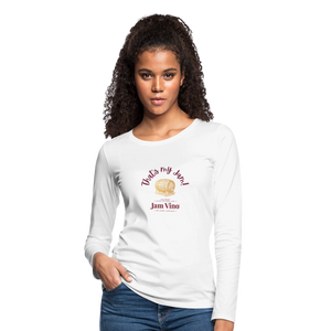 Jam Vino Women’s Premium Long Sleeve T-Shirt – Soft Cotton Classic Fit - white