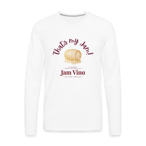 Jam Vino Premium Long Sleeve T-Shirt – Soft 100% Cotton Unisex Tee - white