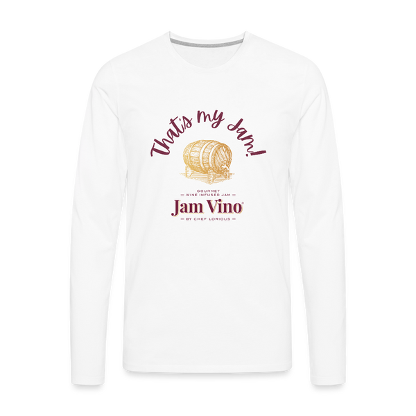 Jam Vino Premium Long Sleeve T-Shirt – Soft 100% Cotton Unisex Tee - white