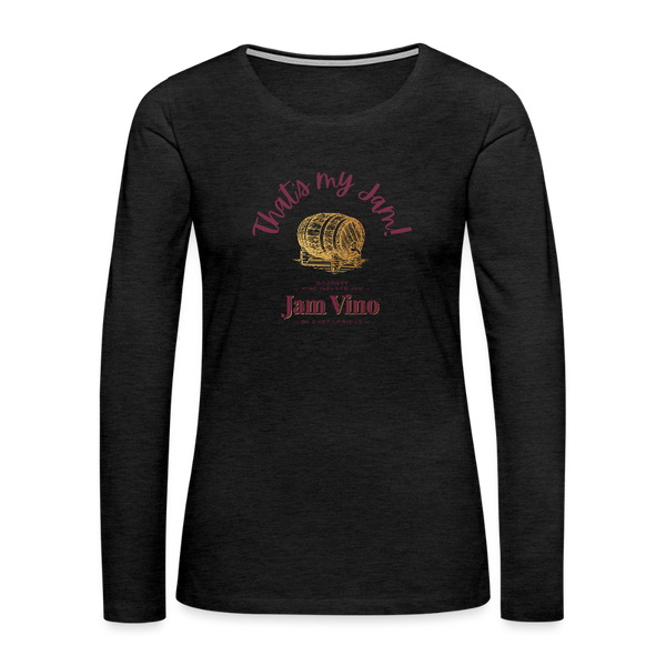 Jam Vino Women’s Premium Long Sleeve T-Shirt – Soft Cotton Classic Fit - charcoal grey