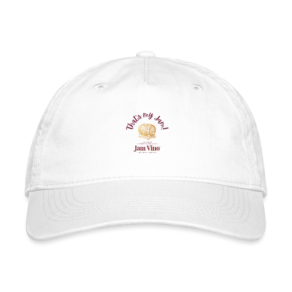 Jam Vino Organic Cotton Baseball Cap – Sustainable Adjustable Hat - white