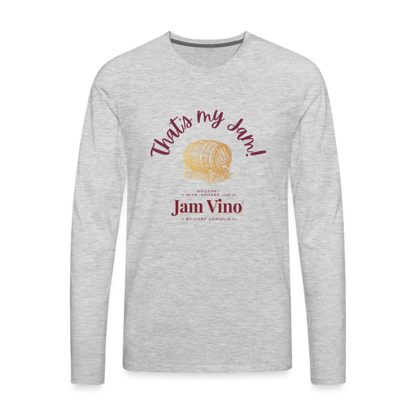 Jam Vino Premium Long Sleeve T-Shirt – Soft 100% Cotton Unisex Tee - heather gray