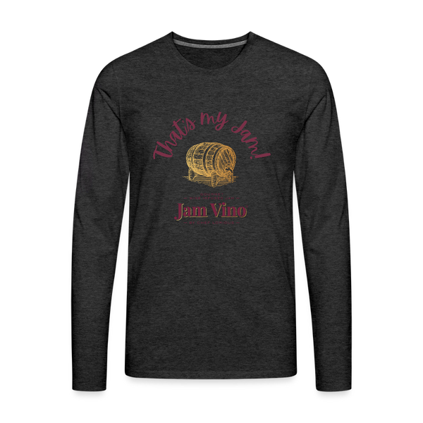 Jam Vino Premium Long Sleeve T-Shirt – Soft 100% Cotton Unisex Tee - charcoal grey