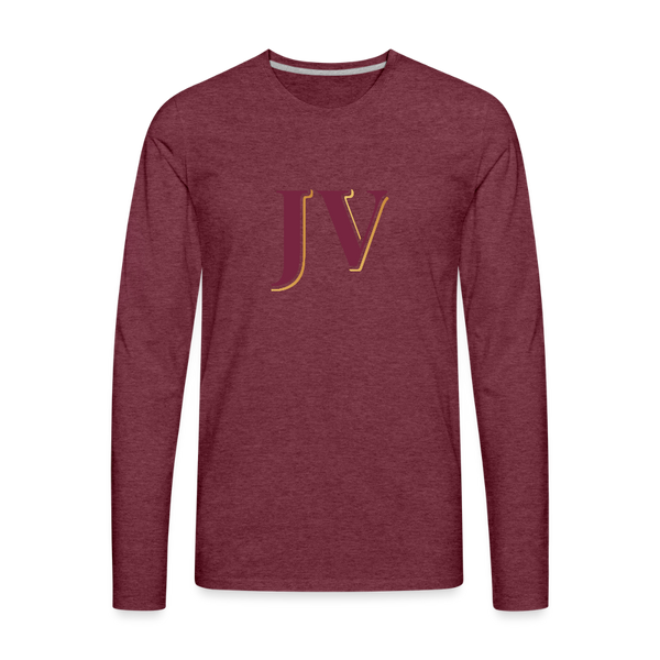 JV Premium Long Sleeve T-Shirt – Soft 100% Cotton Unisex Tee - heather burgundy
