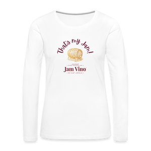 Jam Vino Women’s Premium Long Sleeve T-Shirt – Soft Cotton Classic Fit - white