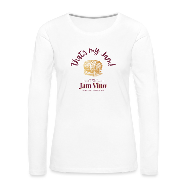 Jam Vino Women’s Premium Long Sleeve T-Shirt – Soft Cotton Classic Fit - white