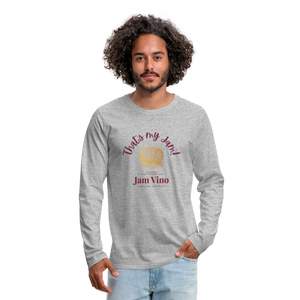 Jam Vino Premium Long Sleeve T-Shirt – Soft 100% Cotton Unisex Tee - heather gray