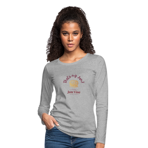 Jam Vino Women’s Premium Long Sleeve T-Shirt – Soft Cotton Classic Fit - heather gray