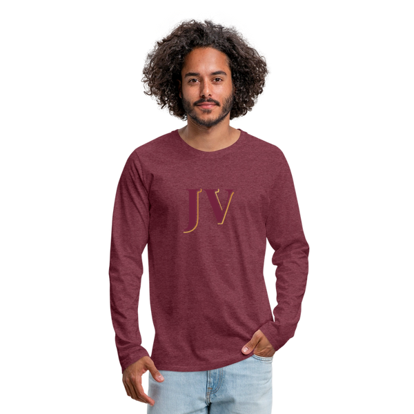 JV Premium Long Sleeve T-Shirt – Soft 100% Cotton Unisex Tee - heather burgundy