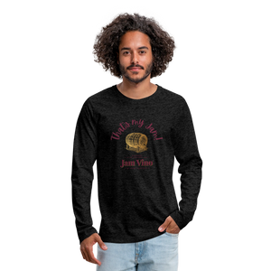 Jam Vino Premium Long Sleeve T-Shirt – Soft 100% Cotton Unisex Tee - charcoal grey
