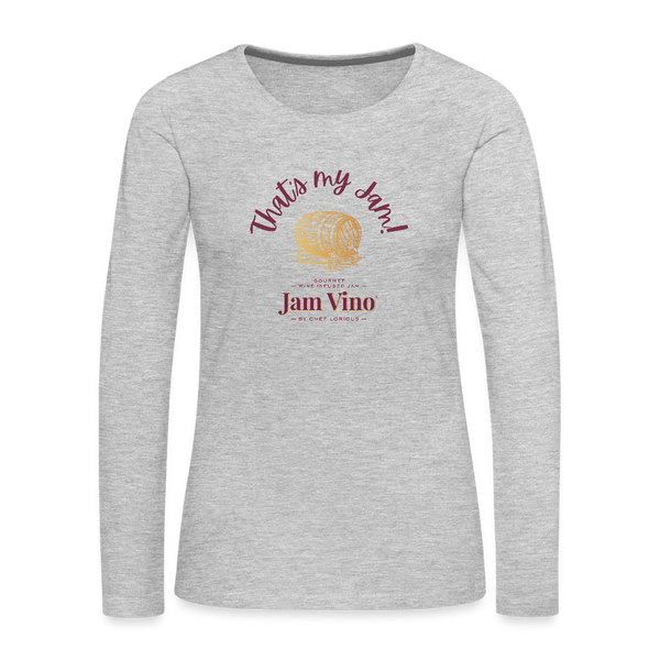 Jam Vino Women’s Premium Long Sleeve T-Shirt – Soft Cotton Classic Fit - heather gray