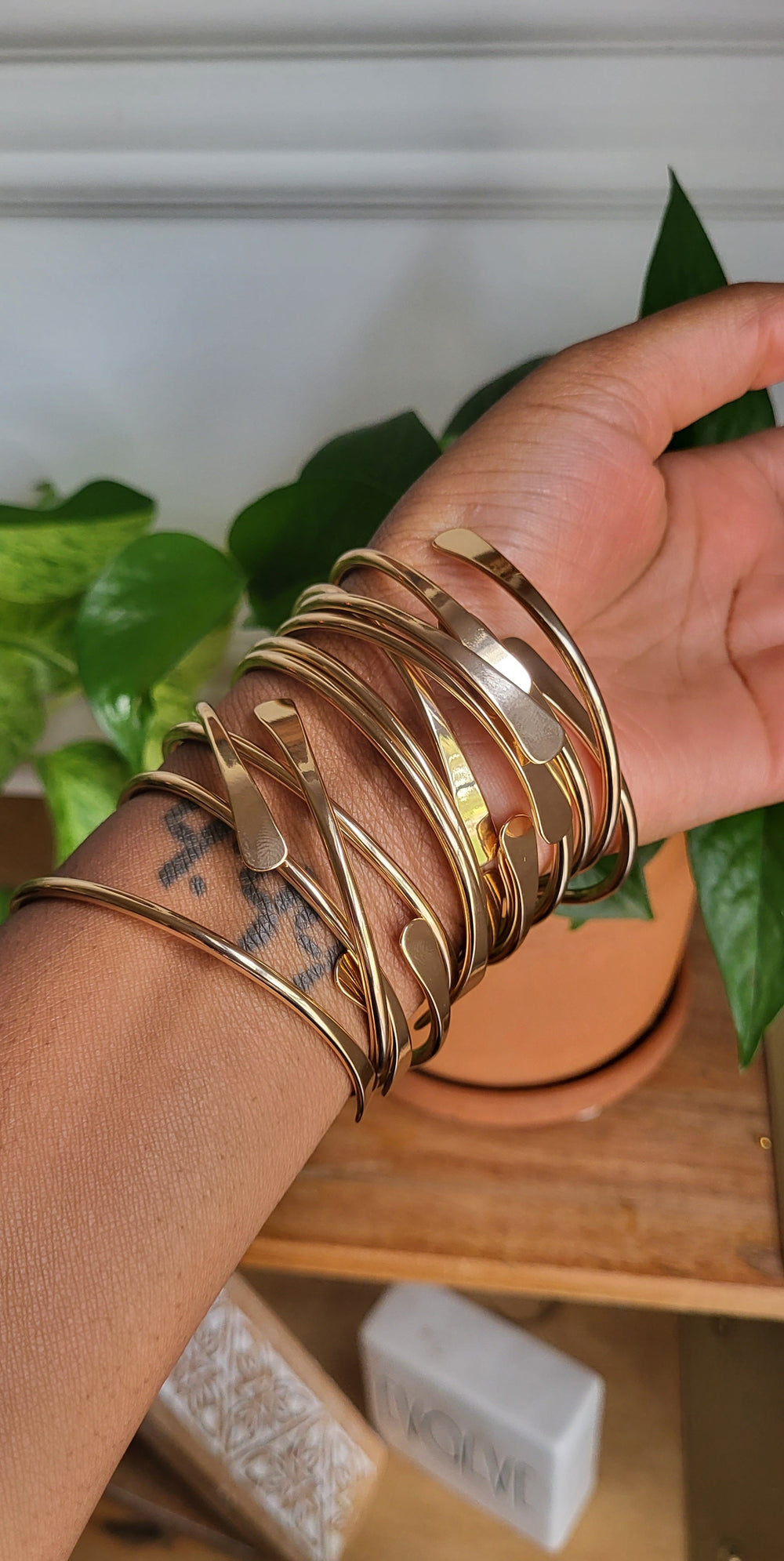 Gold Brass Coil Bangle