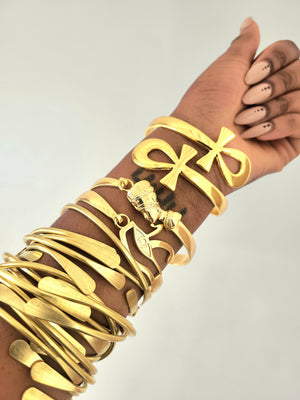 Supreme Egyptian Brass Bangle Set - Handcrafted Spiritual Jewelry