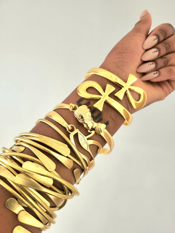 Supreme Egyptian Brass Bangle Set - Handcrafted Spiritual Jewelry