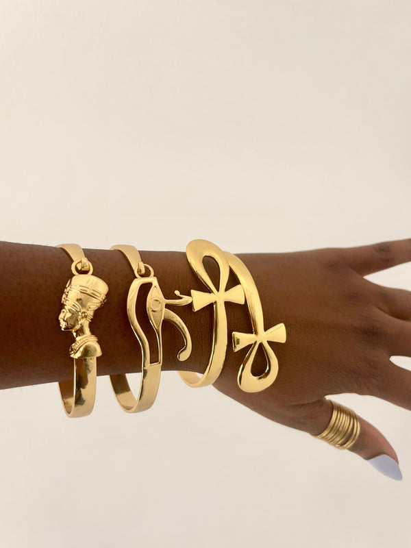 Supreme Egyptian Brass Bangle Set - Handcrafted Spiritual Jewelry