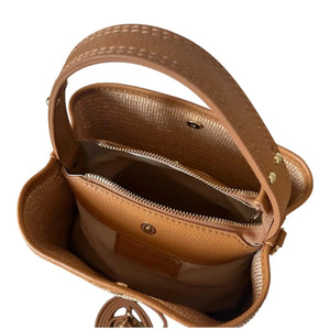 THE PAULI RAFFIA AND LEATHER HANDBAG thebagicon