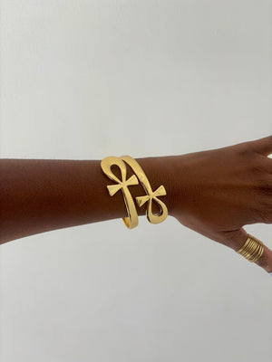 Supreme Egyptian Brass Bangle Set - Handcrafted Spiritual Jewelry