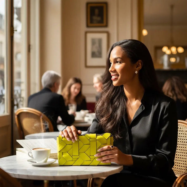 THE ZENOBIA WOVEN CLUTCH thebagicon