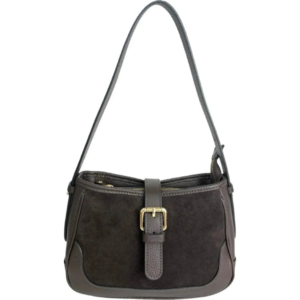THE DAISY SUEDE AND LEATHER SADDLE BAG thebagicon