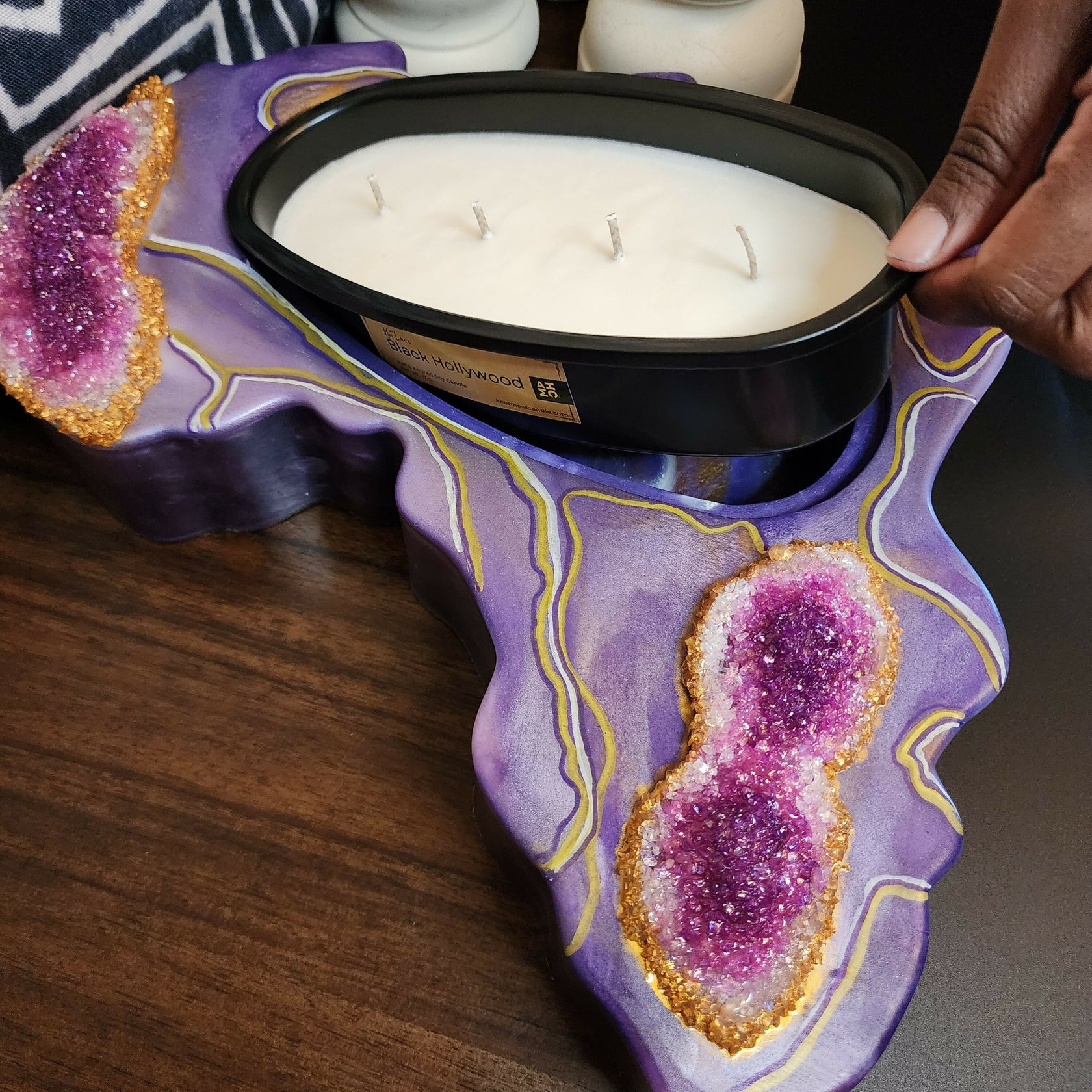Purple Reign - African Art Piece and Candle Holder