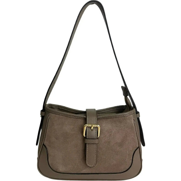 THE DAISY SUEDE AND LEATHER SADDLE BAG thebagicon