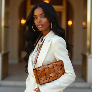 THE ZENOBIA WOVEN CLUTCH thebagicon