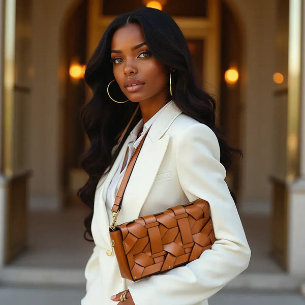 THE ZENOBIA WOVEN CLUTCH thebagicon