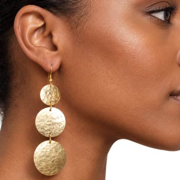 Shilling Handmade Brass Earrings – Gold & Silver Tone, Vintage East African Design, Lightweight Statement