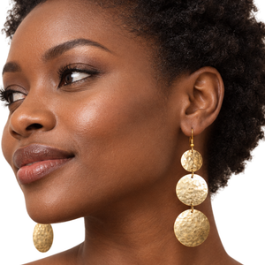 Shilling Handmade Brass Earrings – Gold & Silver Tone, Vintage East African Design, Lightweight Statement