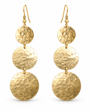Shilling Handmade Brass Earrings – Gold & Silver Tone, Vintage East African Design, Lightweight Statement