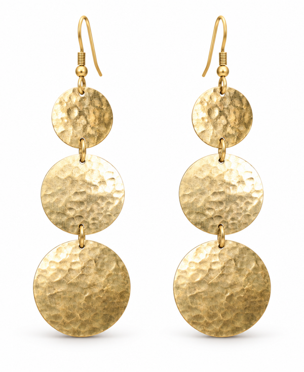 Shilling Handmade Brass Earrings – Gold & Silver Tone, Vintage East African Design, Lightweight Statement