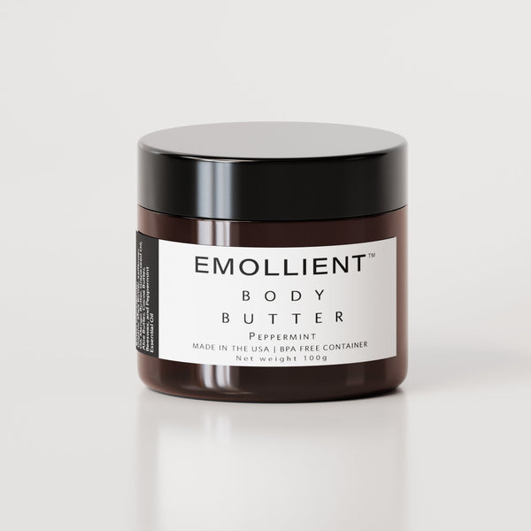 amber jar of peppermint body butter