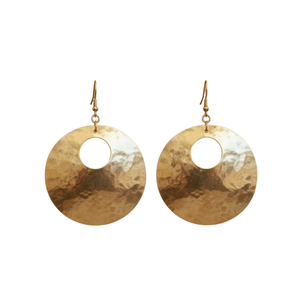 Pair of gold earrings on a white background