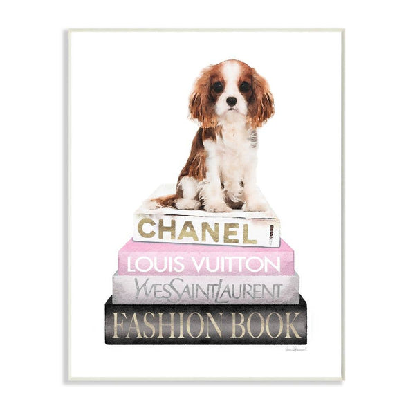 Resting Spaniel Puppy and Iconic Bookstack