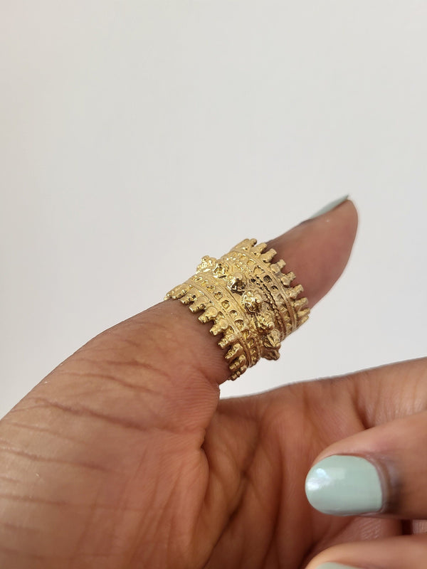 Empress Brass Geometric Statement Ring