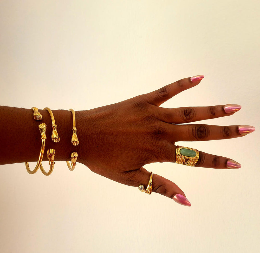 West Indian 18k Gold Plated Fist Bangle