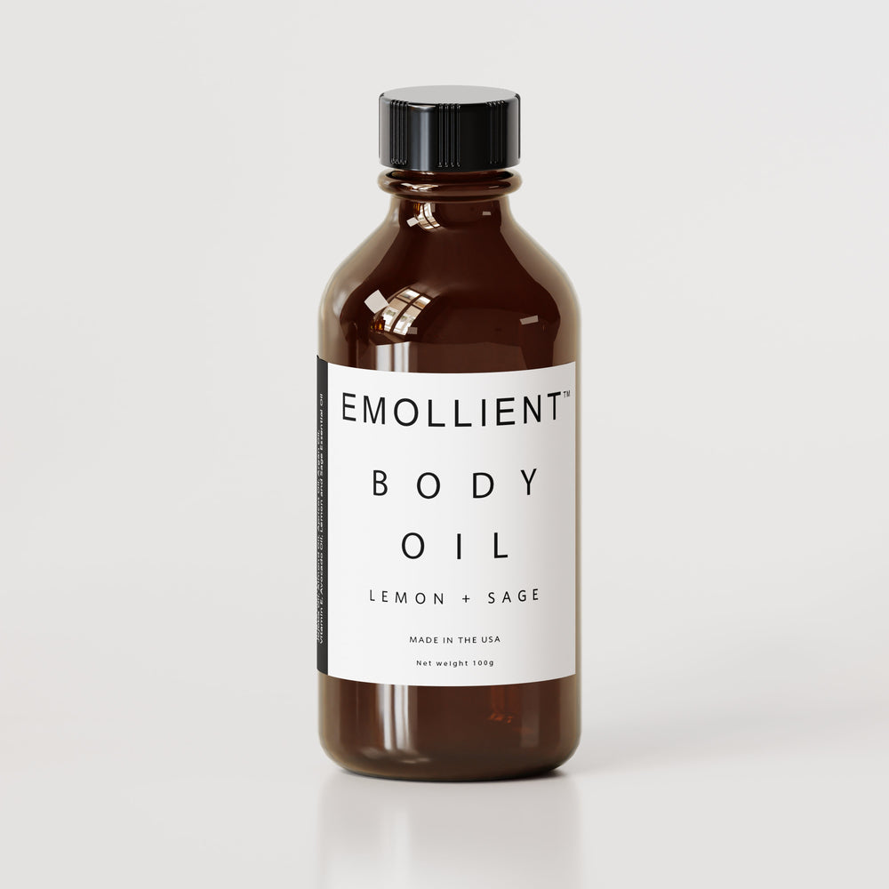 My Emollient Lemon + Sage plant based body oil for lightweight body moisture
