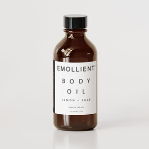 My Emollient Lemon + Sage plant based body oil for lightweight body moisture
