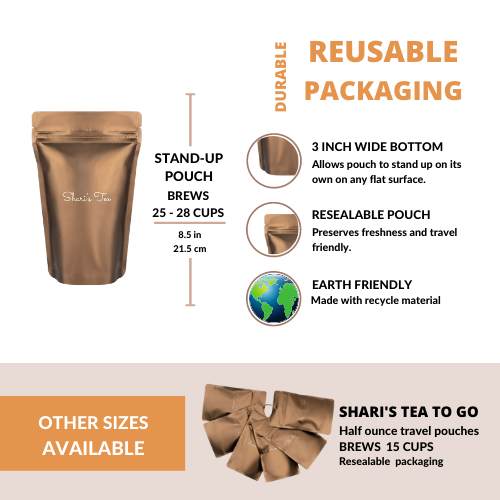  Reusable packaging of Shari's Tea