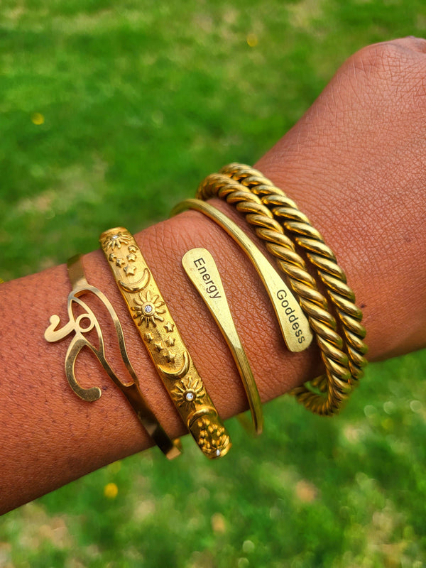 Goddess Energy Brass Coil Bangle