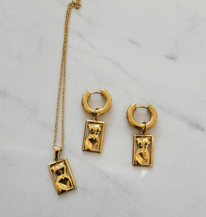 Aboriginal Woman Pendant & Hoop Set