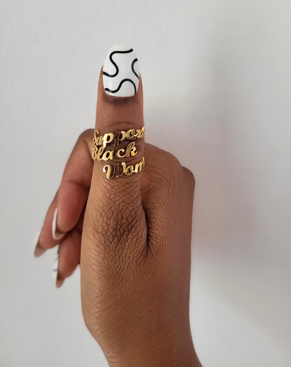 Support Black Women 18K Gold Plated Ring