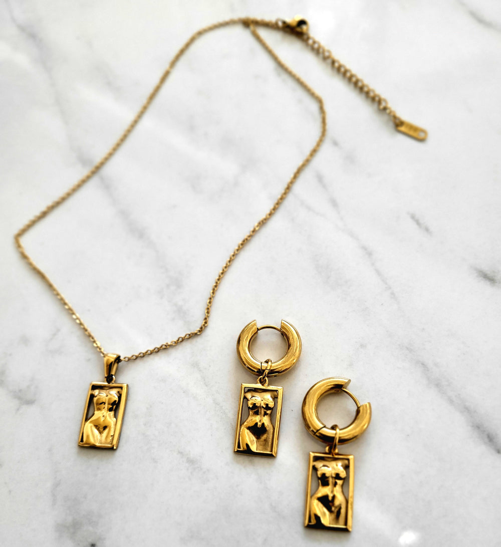 Aboriginal Woman Pendant & Hoop Set
