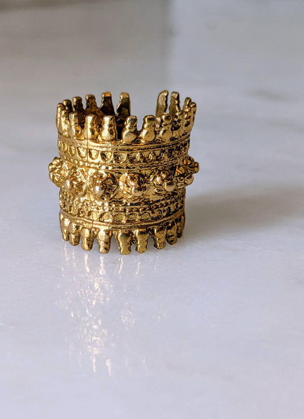 Empress Brass Geometric Statement Ring