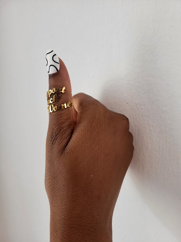 Support Black Women 18K Gold Plated Ring